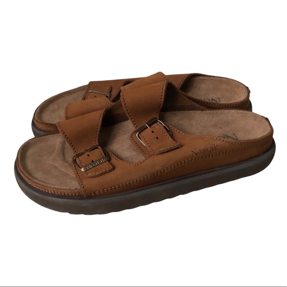 Noatak Brown Suede Leather Slip On Sandals - Picture 3 of 7